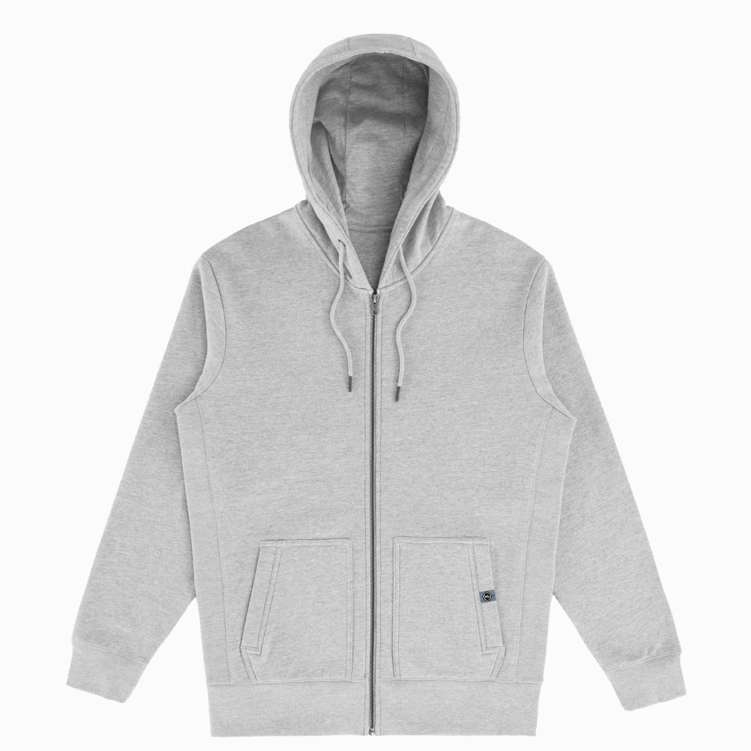 Heather Grey Organic Cotton Zipped Hoodie