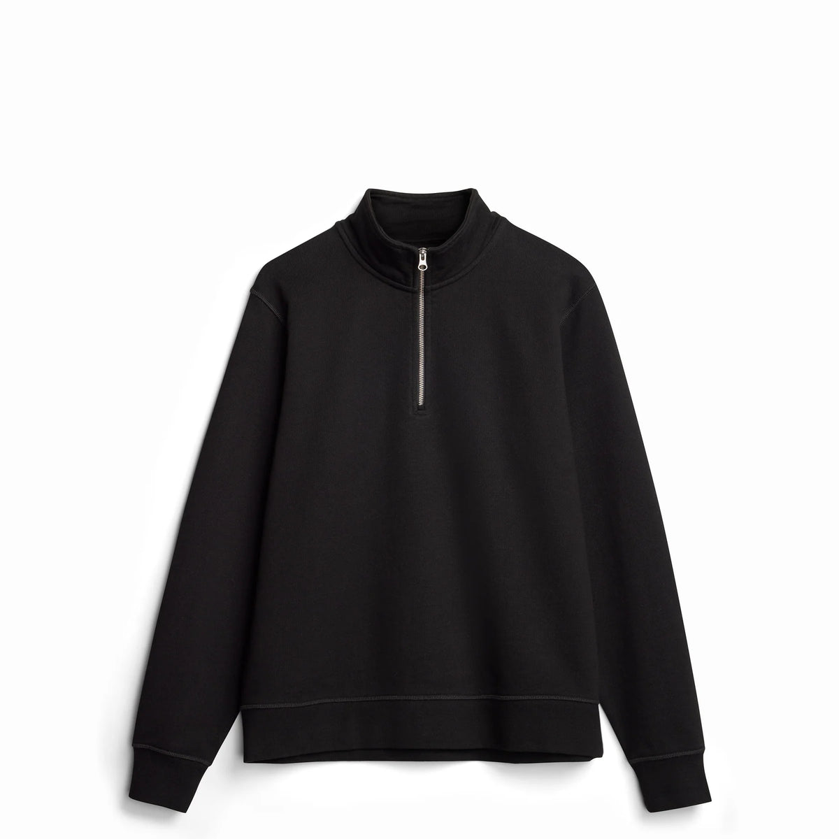 Black Ultra Heavyweight Organic French Terry Quarter Zip