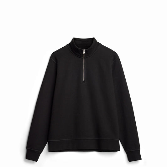 Black Ultra Heavyweight Organic French Terry Quarter Zip